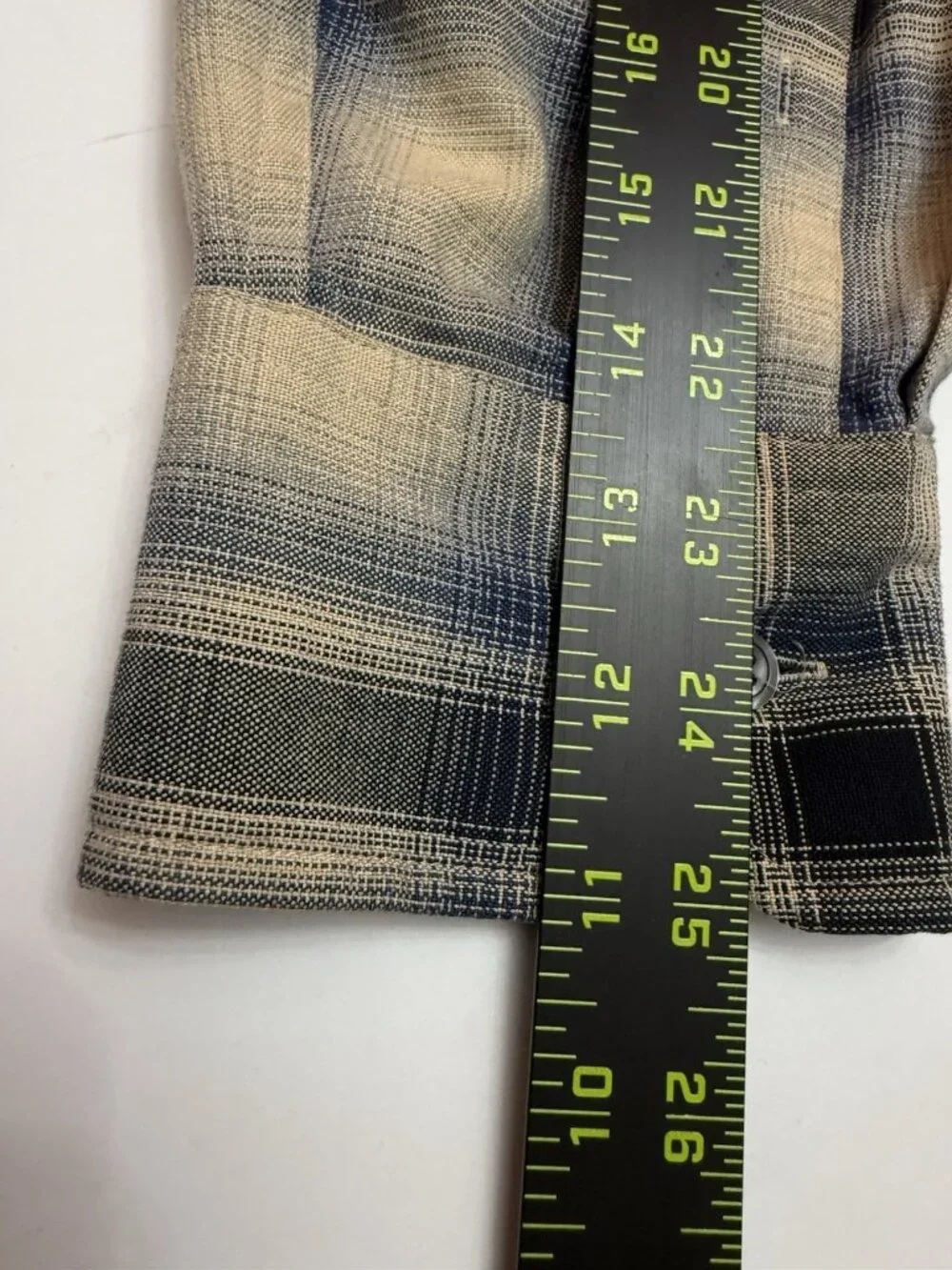 Banana Republic Classic Plaid Button Up Shirt Men Large Blue Beige Cotton